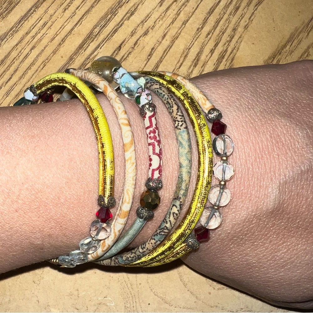 LN bangle silk beads tassel wrap bracelet women’s jewelry stretch